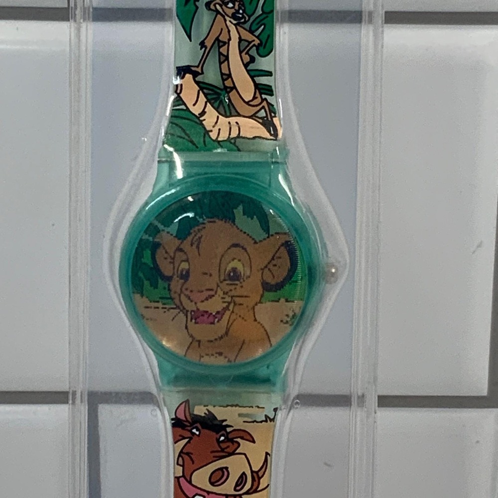Vintage Fantasma Disney The Lion King Hologram Watch Simba‎ Timon Pumbaa Green